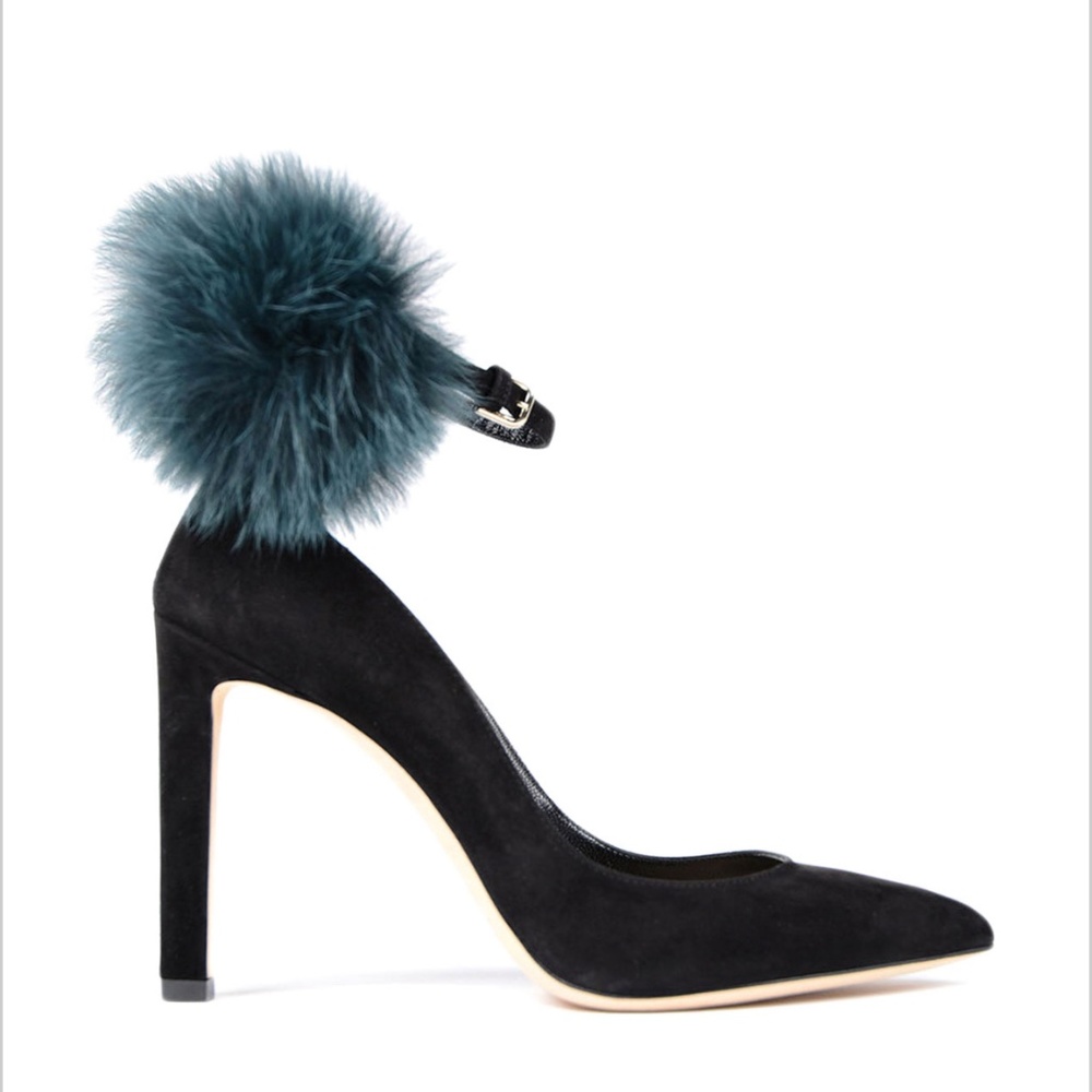 Jimmy Choo Suede PomPom Heels